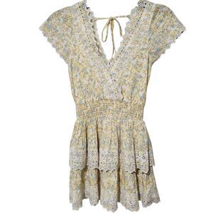 American Eagle Dress Size XS Lined  Embroidered Short Sleeve